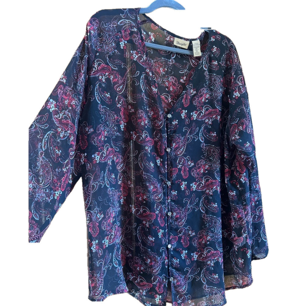 XXL Wrangler dress shirt, red and black